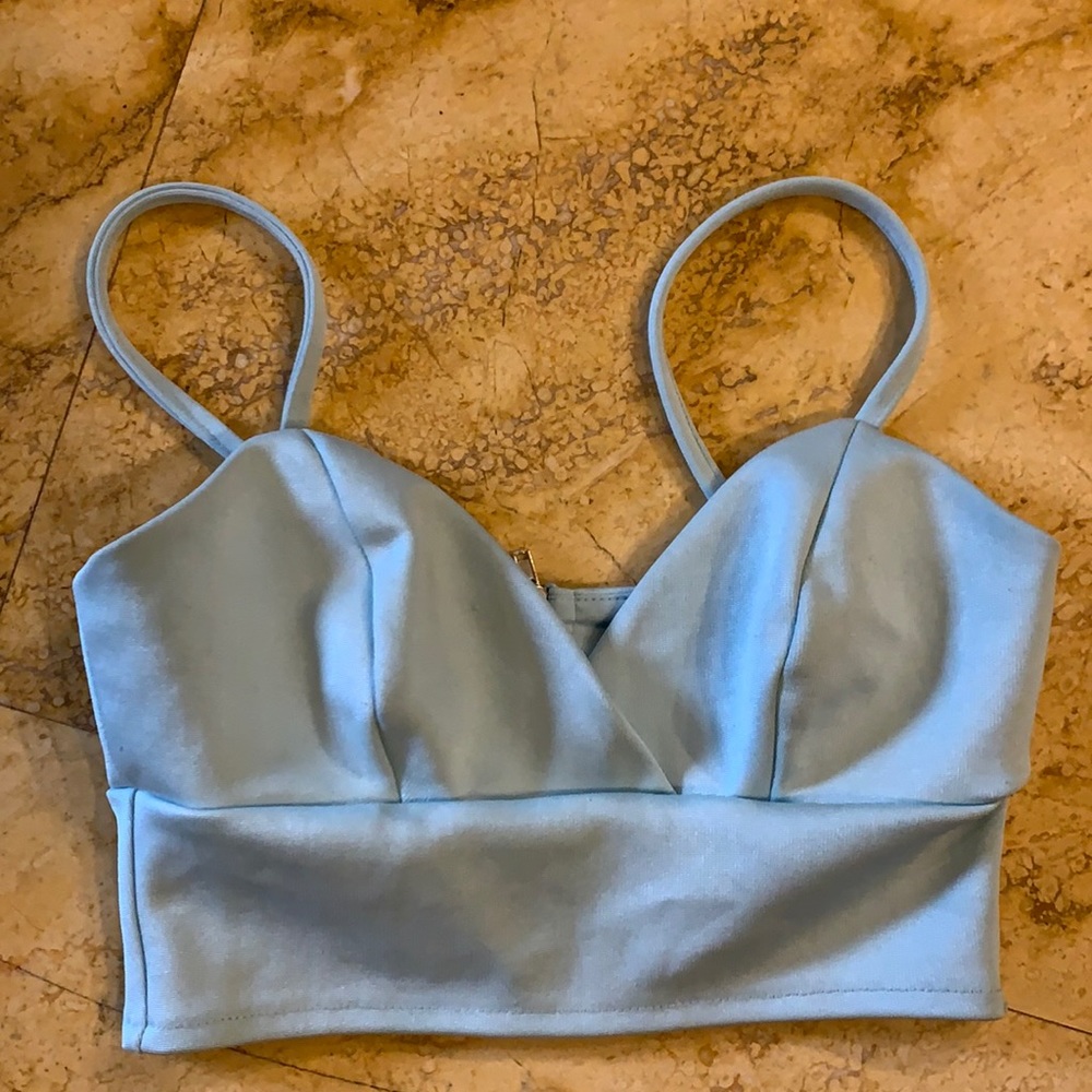 Topshop baby blue cropped top